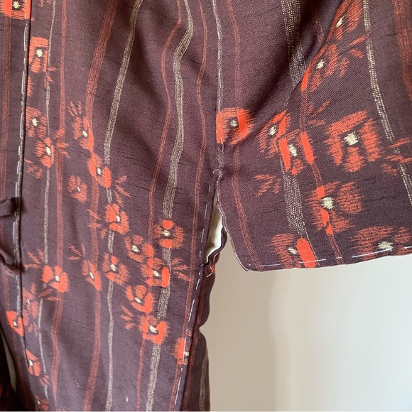 Handmade Vintage Floral Jacket Robe Brown and Orange - Picture 9 of 10